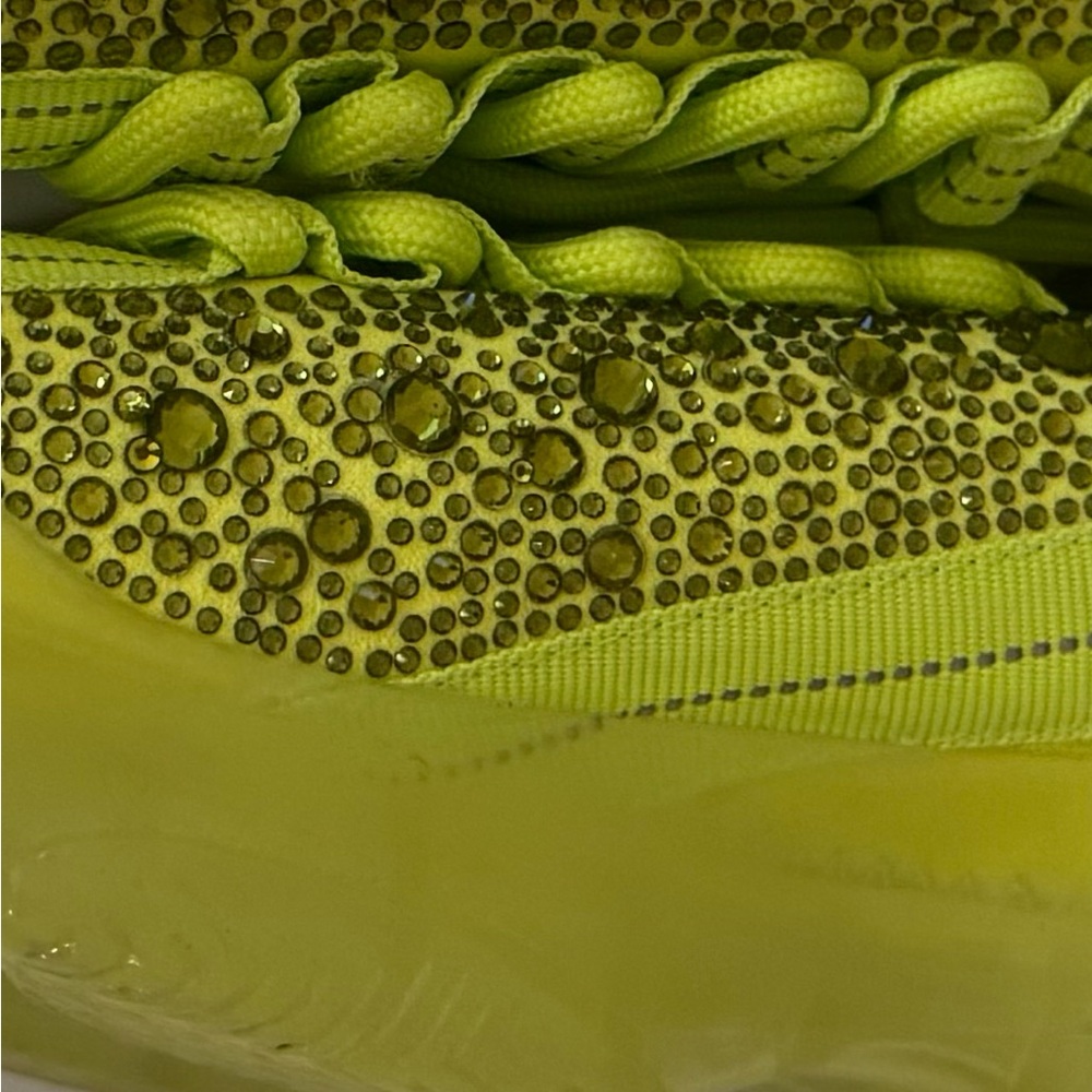 Steve Madden MAXIMA Lace Up Rhinestone Neon Green Chunky Heel Sneakers Size 8 - Picture 9 of 14